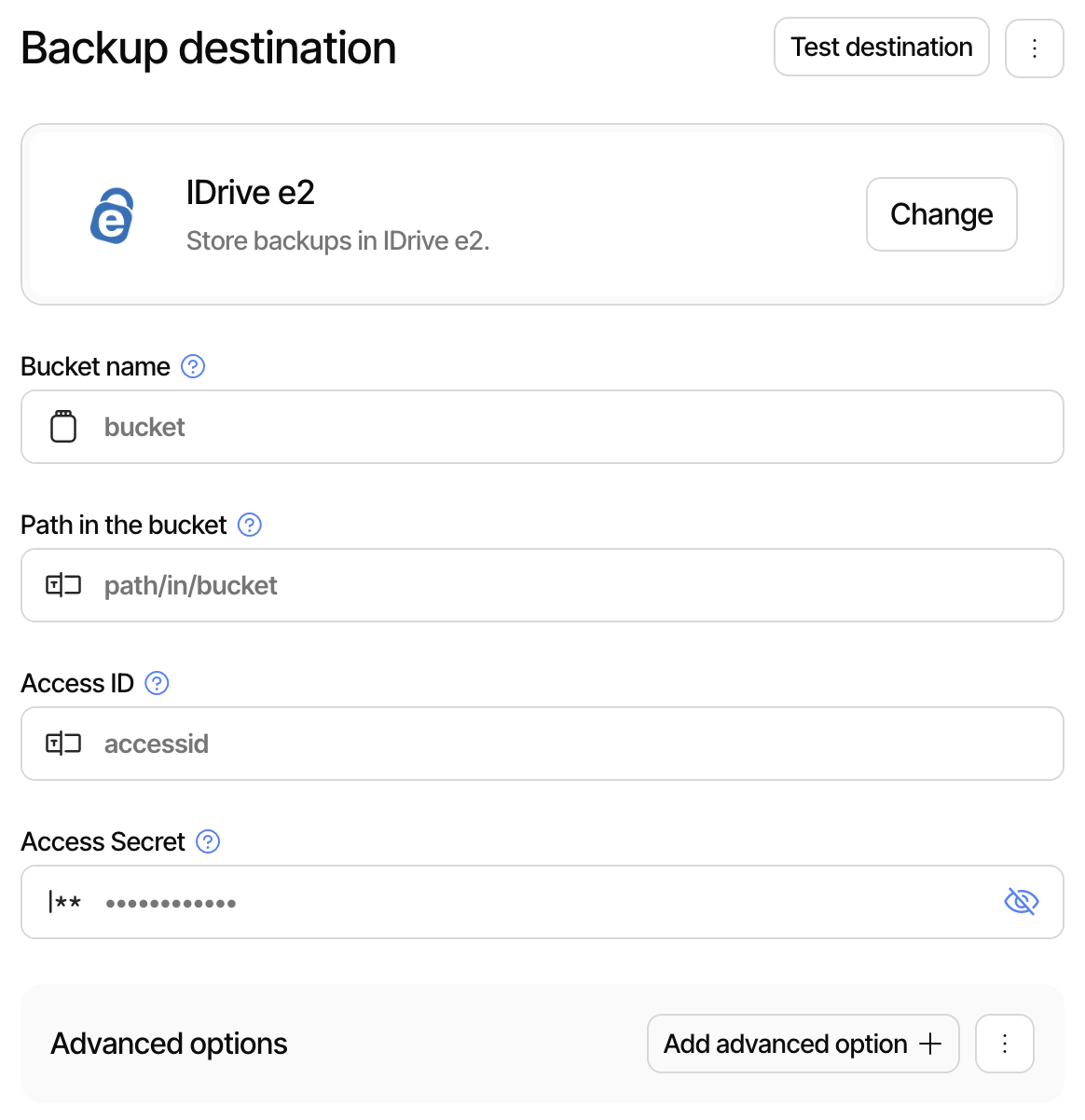 Configuring iDrive e2