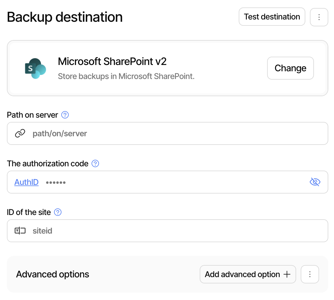 Configure the SharePoint v2 destination